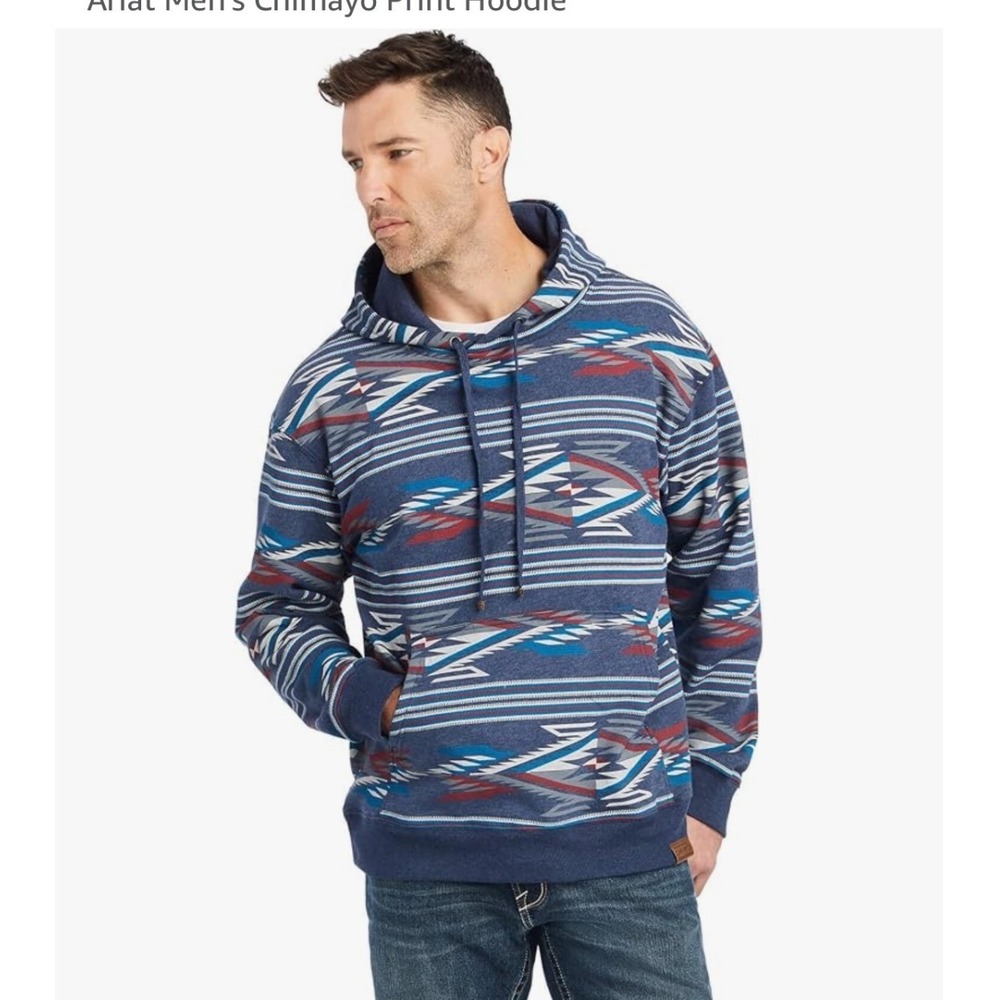 Ariat Chimayo Collection Centinela Traditional Arts Hoodie Mens XL Blue Aztec